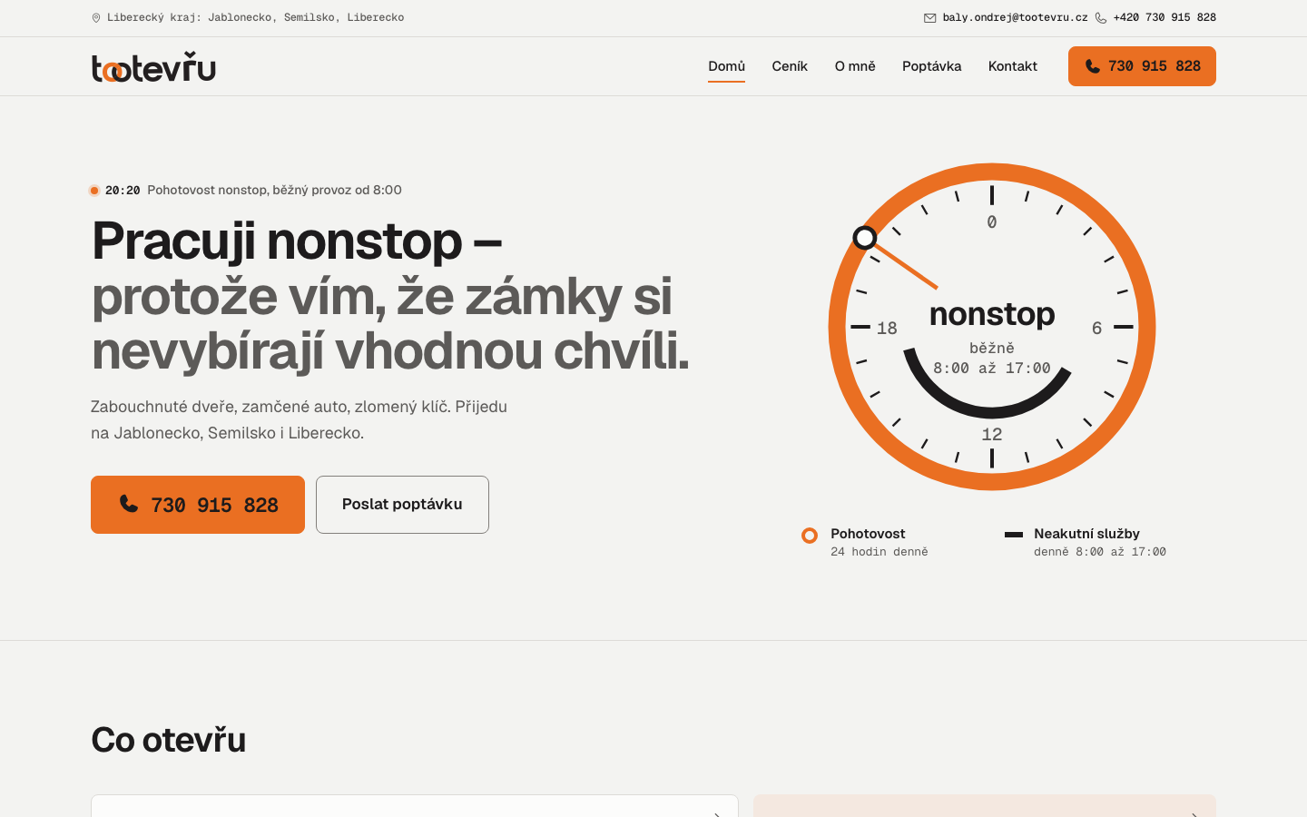 Návrh A, hlavní stránka na počítači